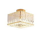 Plafonnier semi-encastré carré en cristal doré moderne
