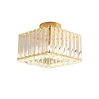 Plafonnier semi-encastré carré en cristal doré moderne