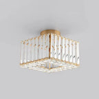 Plafonnier semi-encastré carré en cristal doré moderne
