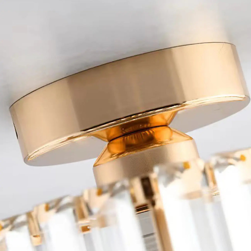 Plafonnier semi-encastré carré en cristal doré moderne