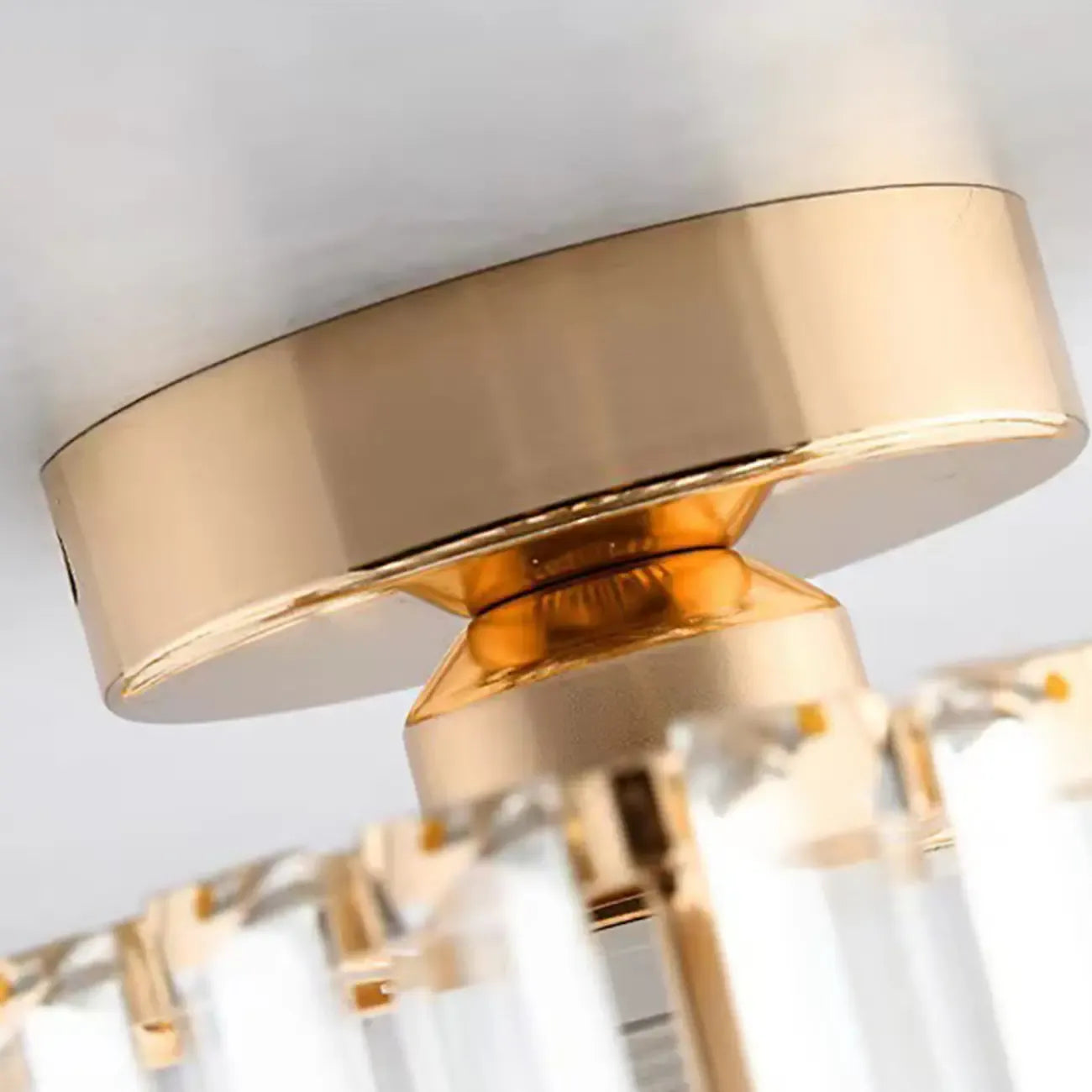 Plafonnier semi-encastré carré en cristal doré moderne
