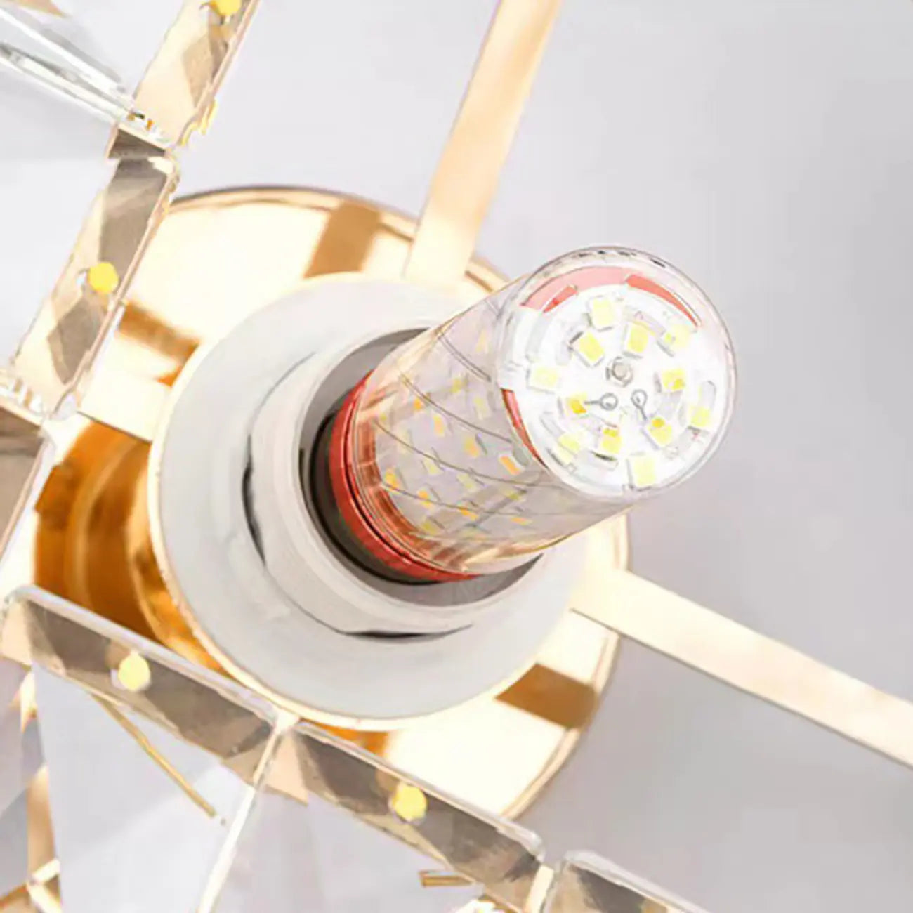 Plafonnier semi-encastré carré en cristal doré moderne