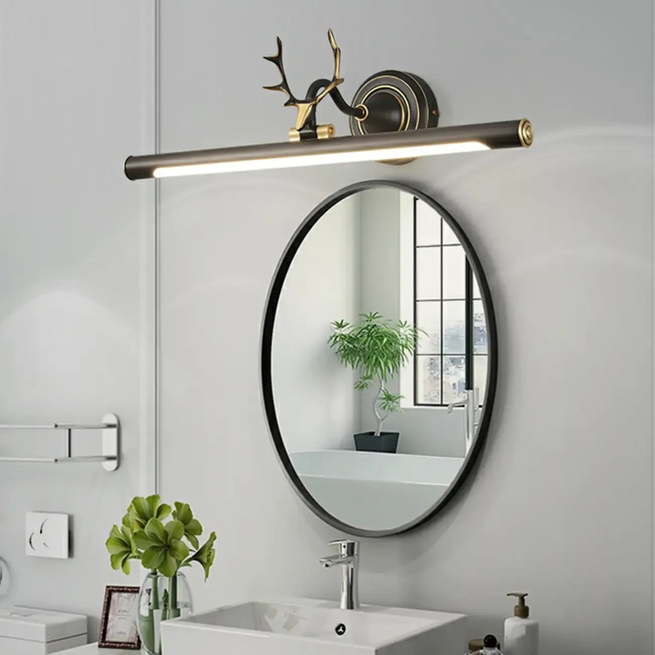 Applique murale LED tubulaire en forme de bois de cerf durable avec abat-jour en acrylique pour chambre