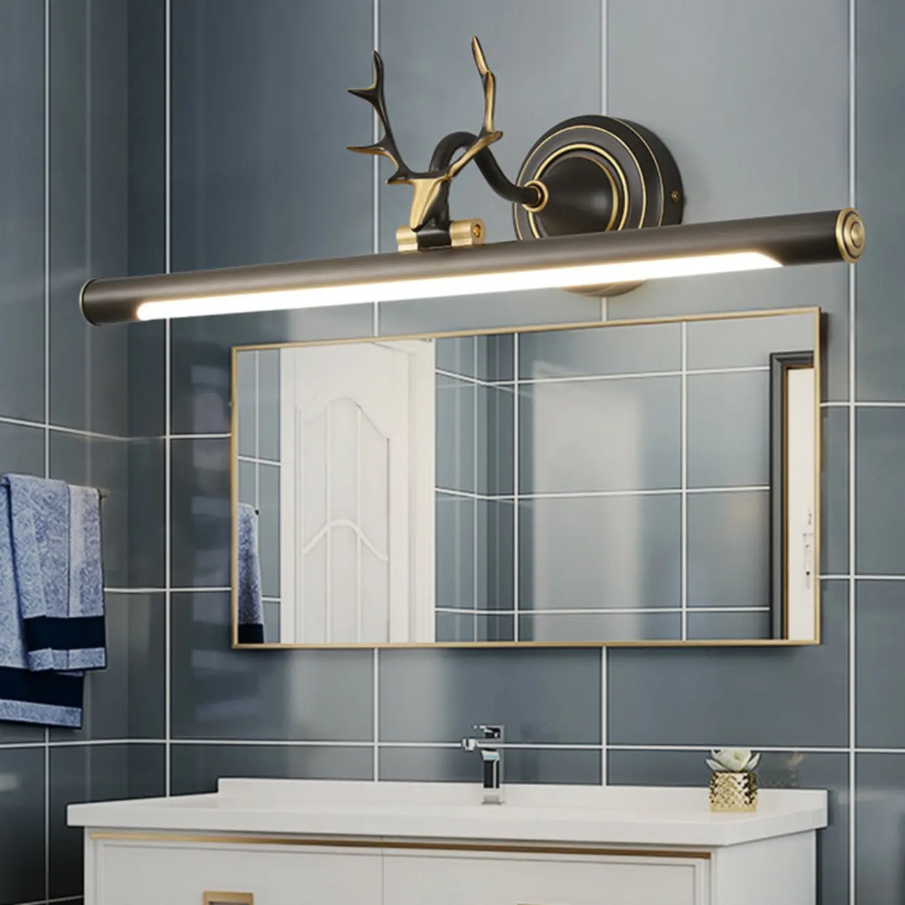 Applique murale LED tubulaire en forme de bois de cerf durable avec abat-jour en acrylique pour chambre