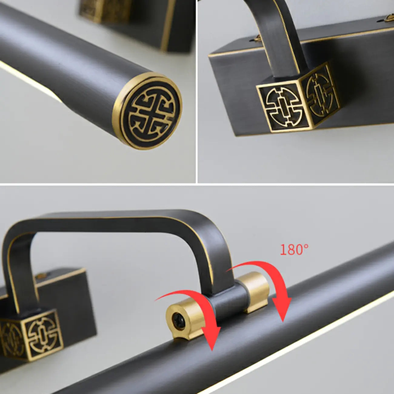 Applique murale tubulaire minimaliste avec bras doré réglable