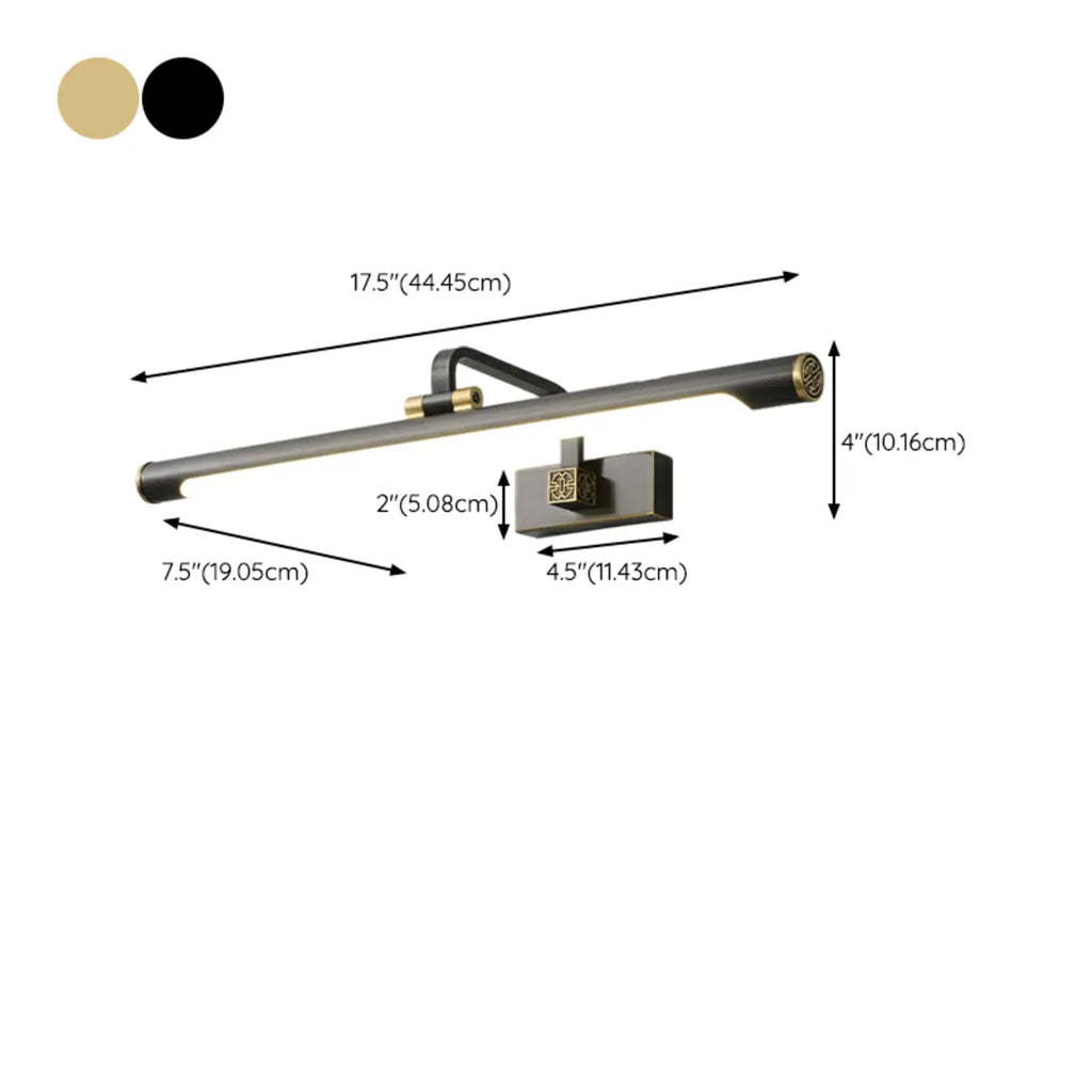 Applique murale tubulaire minimaliste avec bras doré réglable