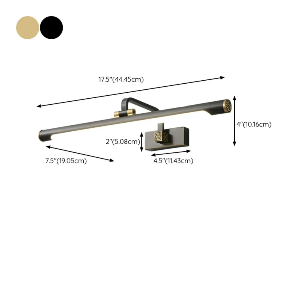 Applique murale tubulaire minimaliste avec bras doré réglable