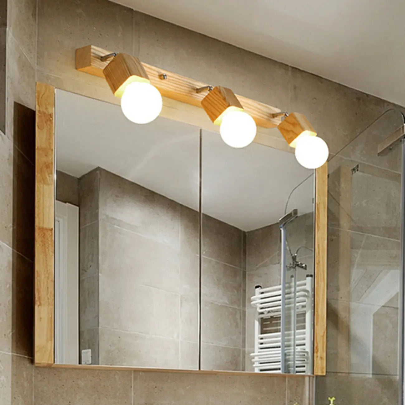 Applique murale moderne en bois à 3 lumières LED linéaires