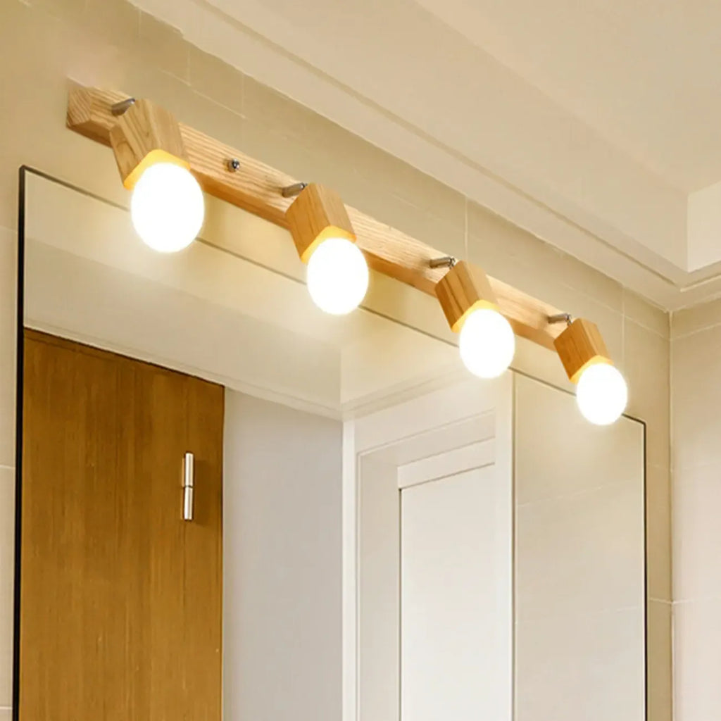 Applique murale moderne en bois à 3 lumières LED linéaires