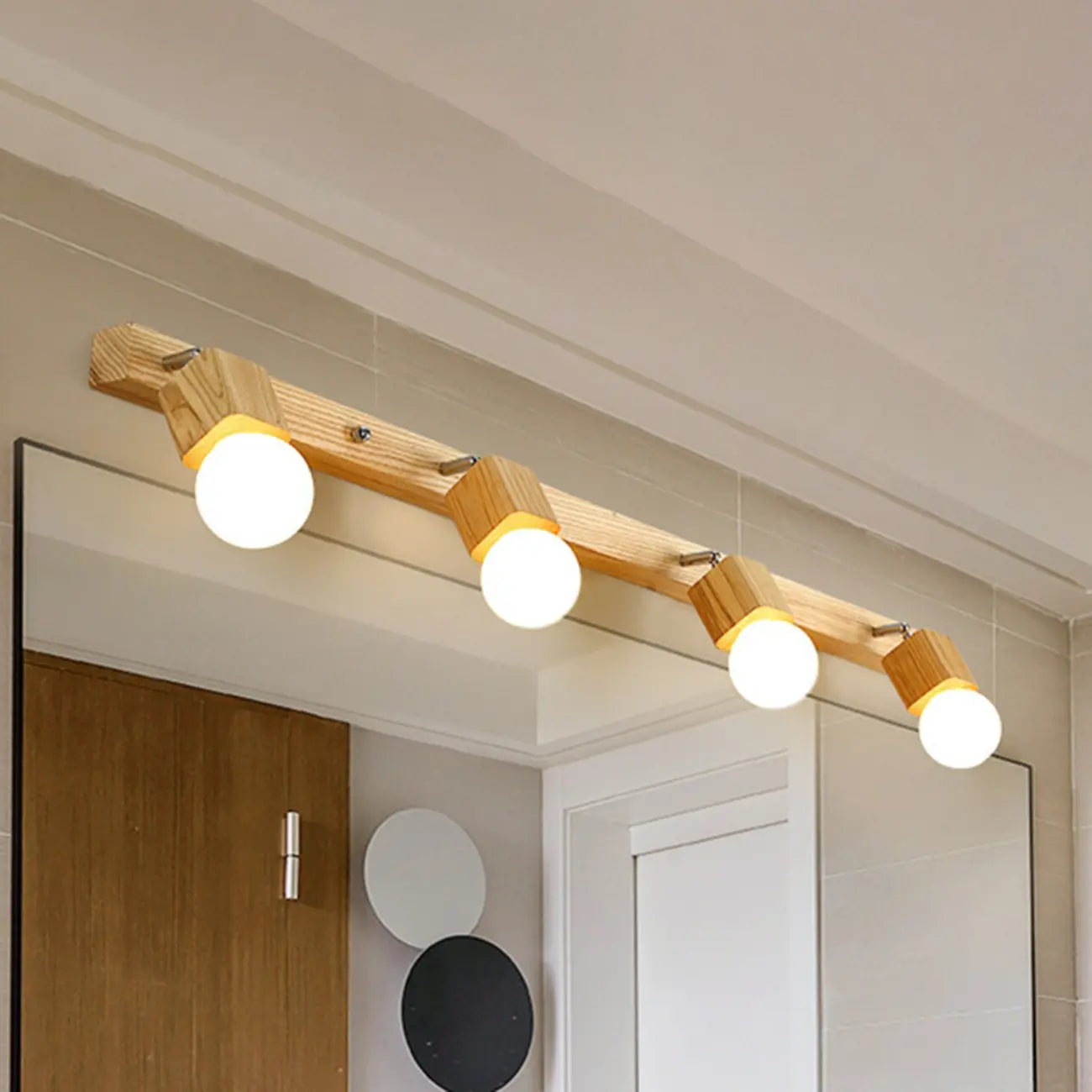 Applique murale moderne en bois à 3 lumières LED linéaires