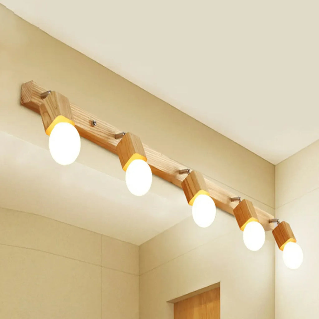 Applique murale moderne en bois à 3 lumières LED linéaires