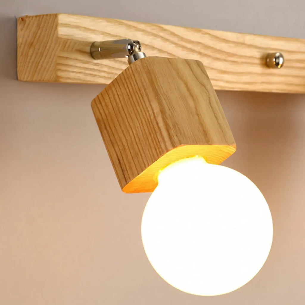 Applique murale moderne en bois à 3 lumières LED linéaires