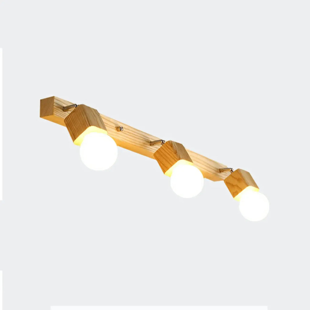 Applique murale moderne en bois à 3 lumières LED linéaires