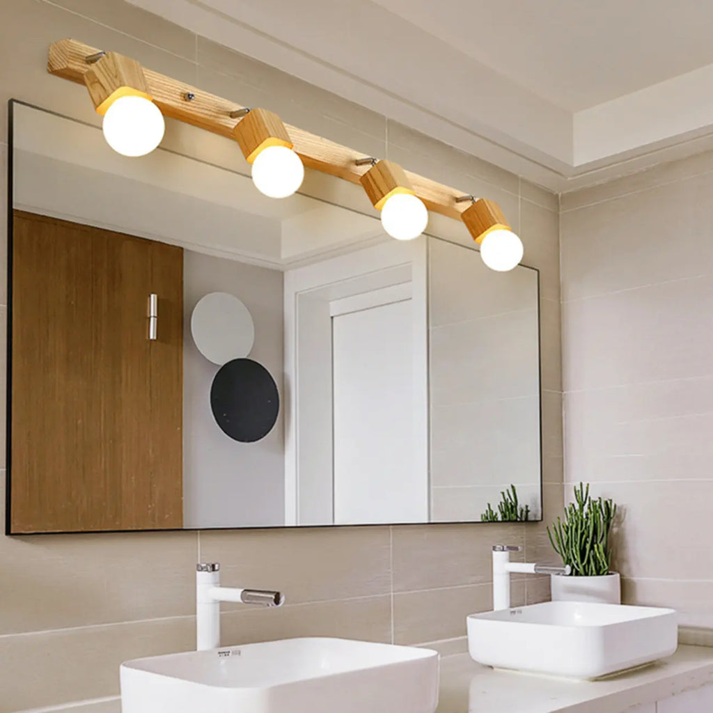 Applique murale moderne en bois à 3 lumières LED linéaires