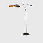 Lampadaire arqué moderne en métal noir et or de 63 pouces avec bras oscillant