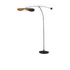 Lampadaire arqué moderne en métal noir et or de 63 pouces avec bras oscillant