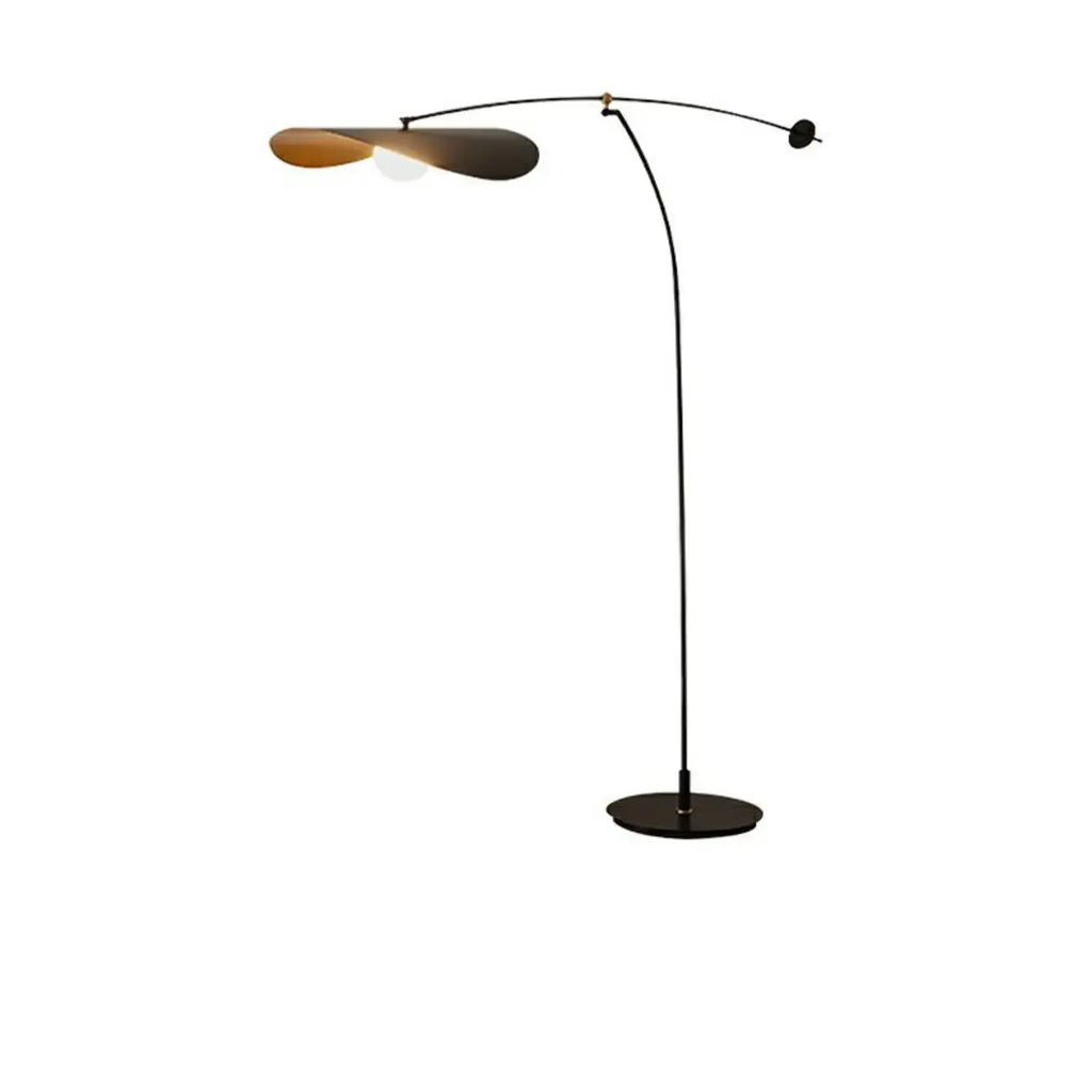 Lampadaire arqué moderne en métal noir et or de 63 pouces avec bras oscillant