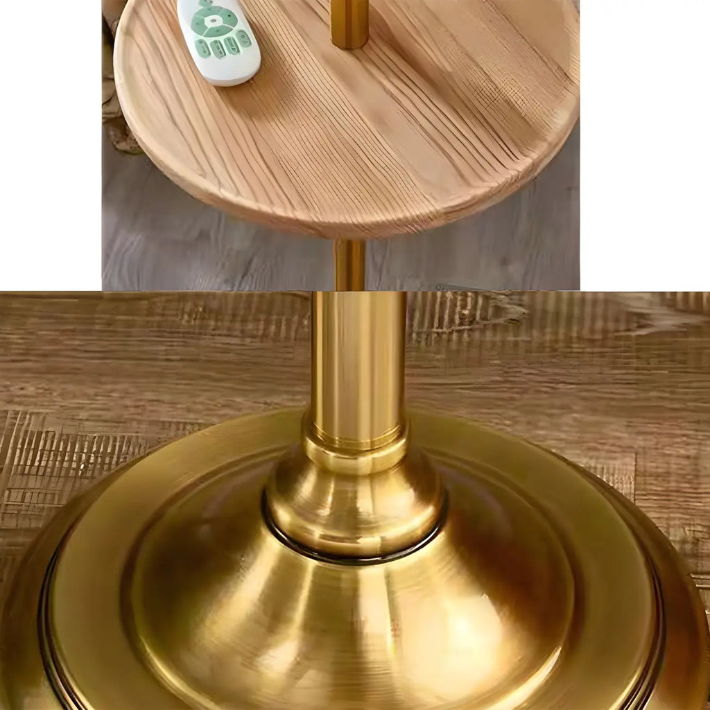 Lampadaire vertical luxueux en tissu vert plissé avec étagère