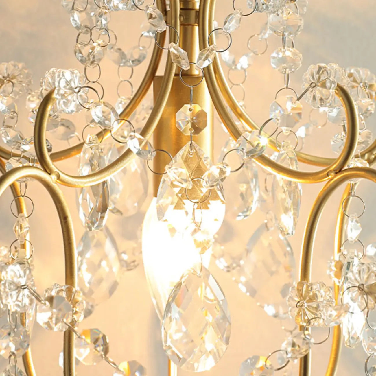 Suspension de cuisine élégante en cristal doré, chaîne réglable