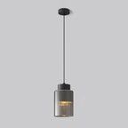 Suspension minimaliste cylindrique en laiton et verre transparent