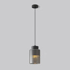 Suspension minimaliste cylindrique en laiton et verre transparent