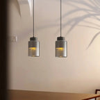 Suspension minimaliste cylindrique en laiton et verre transparent
