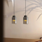 Suspension minimaliste cylindrique en laiton et verre transparent