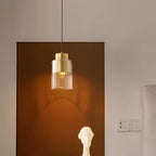 Suspension minimaliste cylindrique en laiton et verre transparent