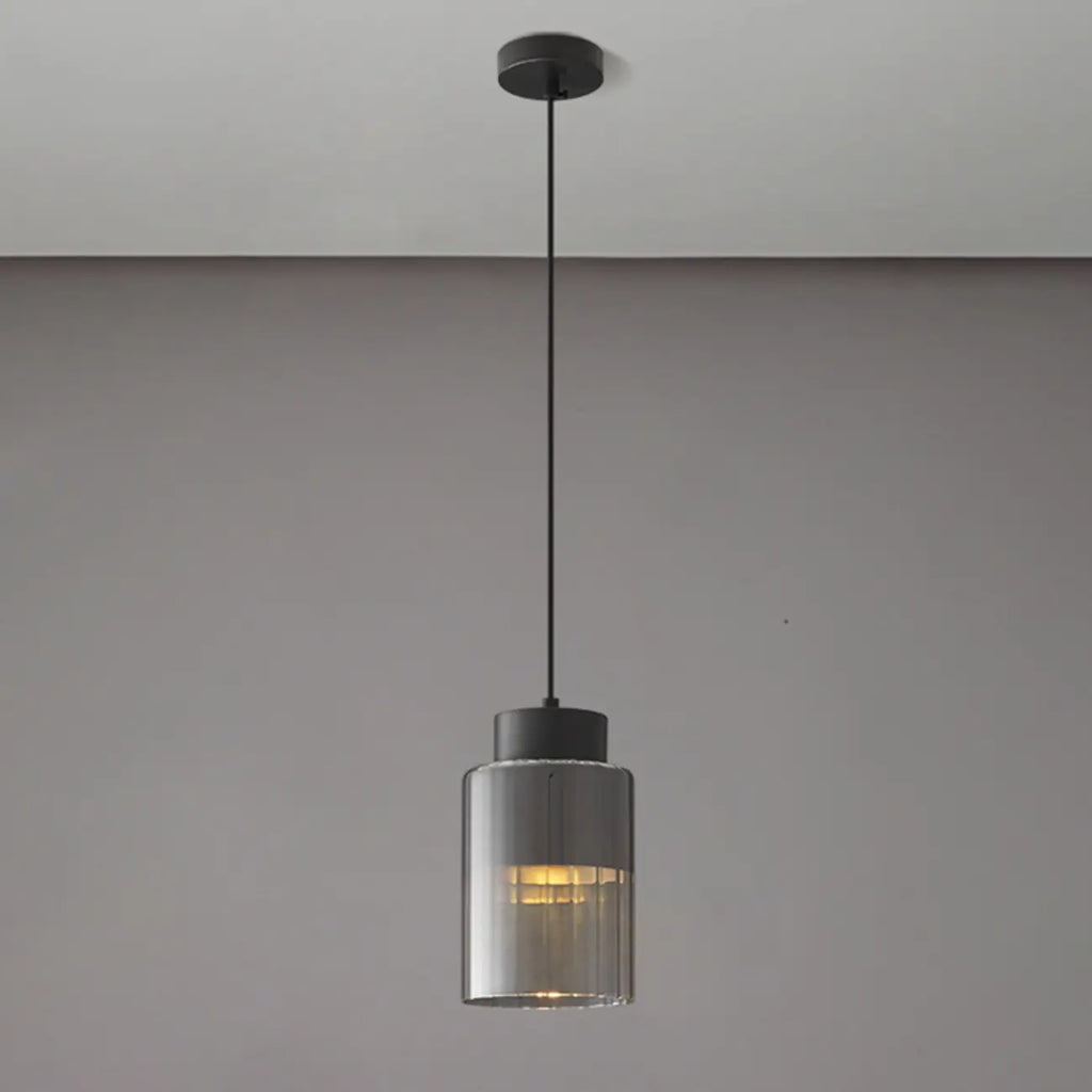 Suspension minimaliste cylindrique en laiton et verre transparent
