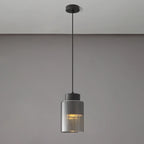 Suspension minimaliste cylindrique en laiton et verre transparent