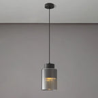Suspension minimaliste cylindrique en laiton et verre transparent