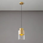 Suspension minimaliste cylindrique en laiton et verre transparent