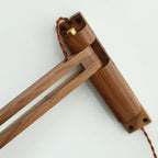 Applique da parete a braccio orientabile in legno vintage naturale con spina