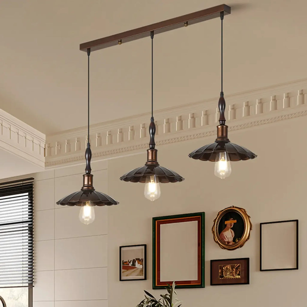Suspension moderne rustique marron réglable pour îlot de cuisine