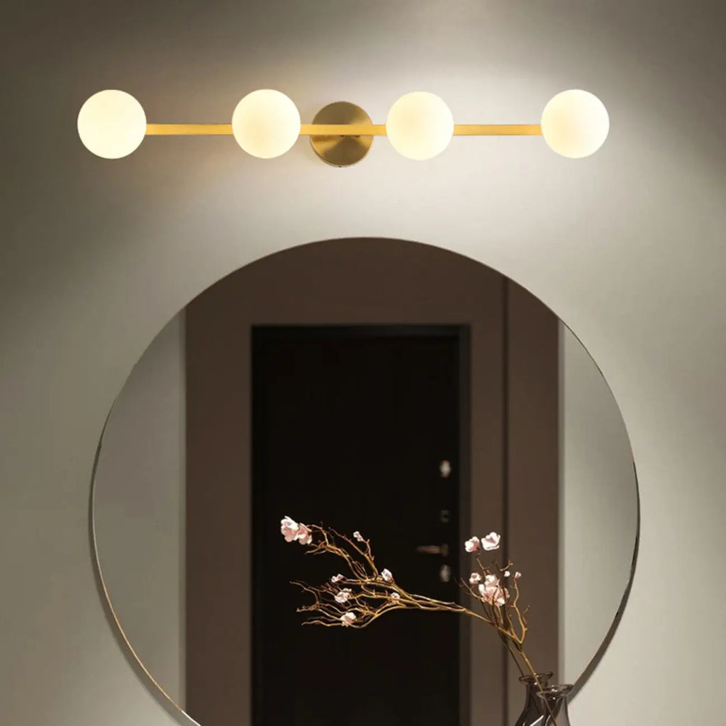 Applique murale moderne en verre doré avec globe pour salle de bain