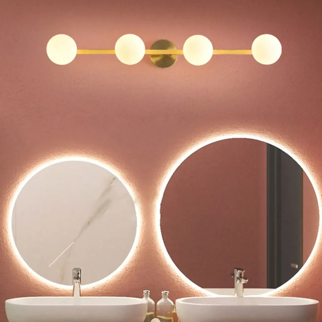 Applique murale moderne en verre doré avec globe pour salle de bain