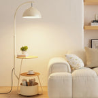 Lampada da terra ad arco con ripiano in ferro e ciotola color crema Arc Modern