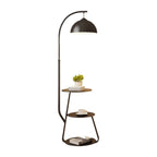 Lampada da terra ad arco con ripiano in ferro e ciotola color crema Arc Modern