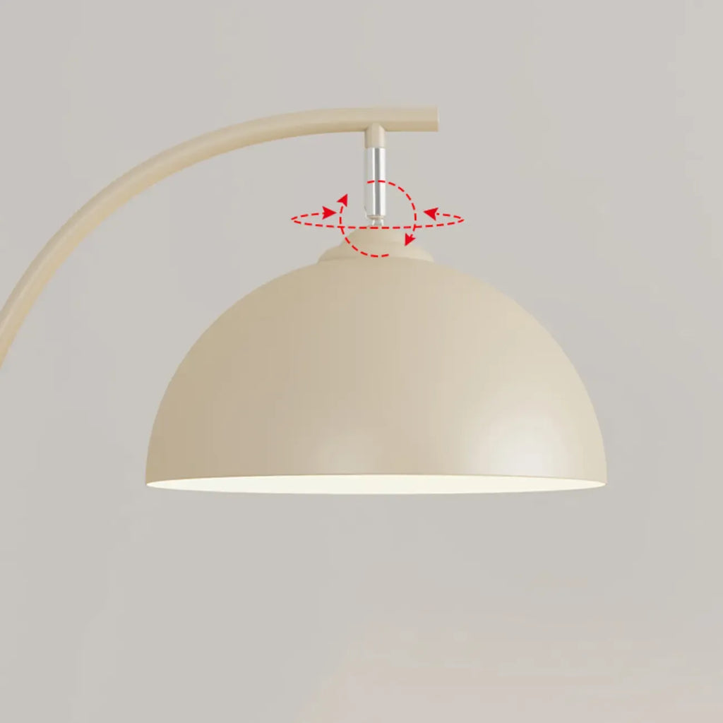 Lampada da terra ad arco con ripiano in ferro e ciotola color crema Arc Modern