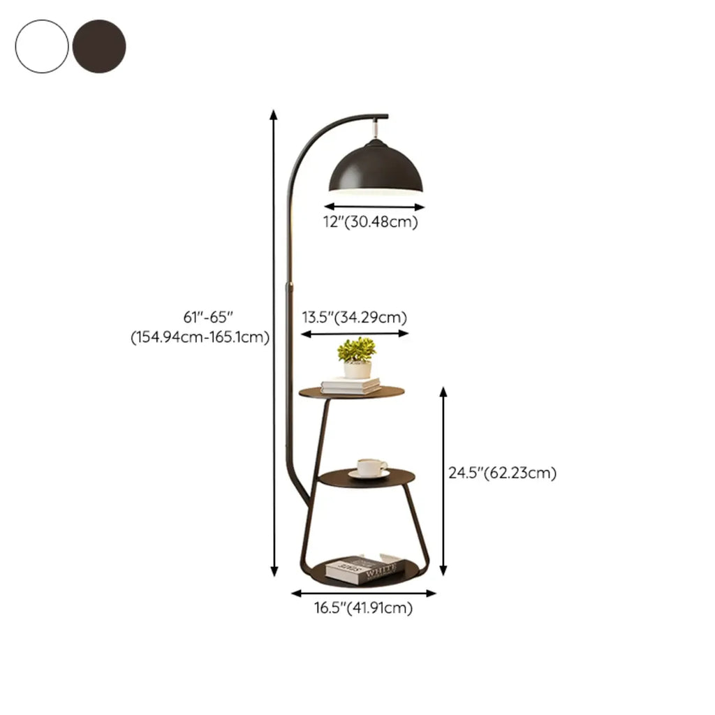 Lampada da terra ad arco con ripiano in ferro e ciotola color crema Arc Modern