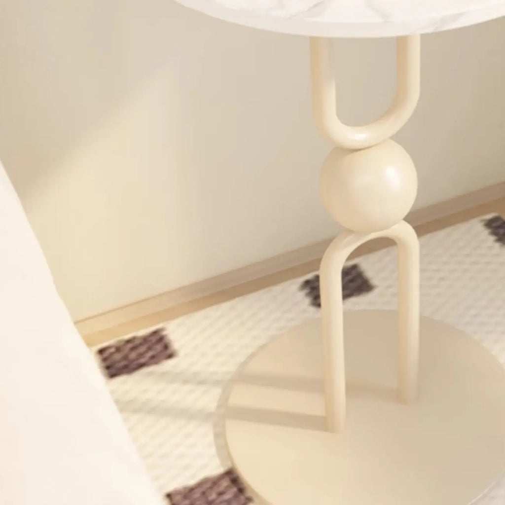Table d'appoint ronde en métal noir brillant pour salon