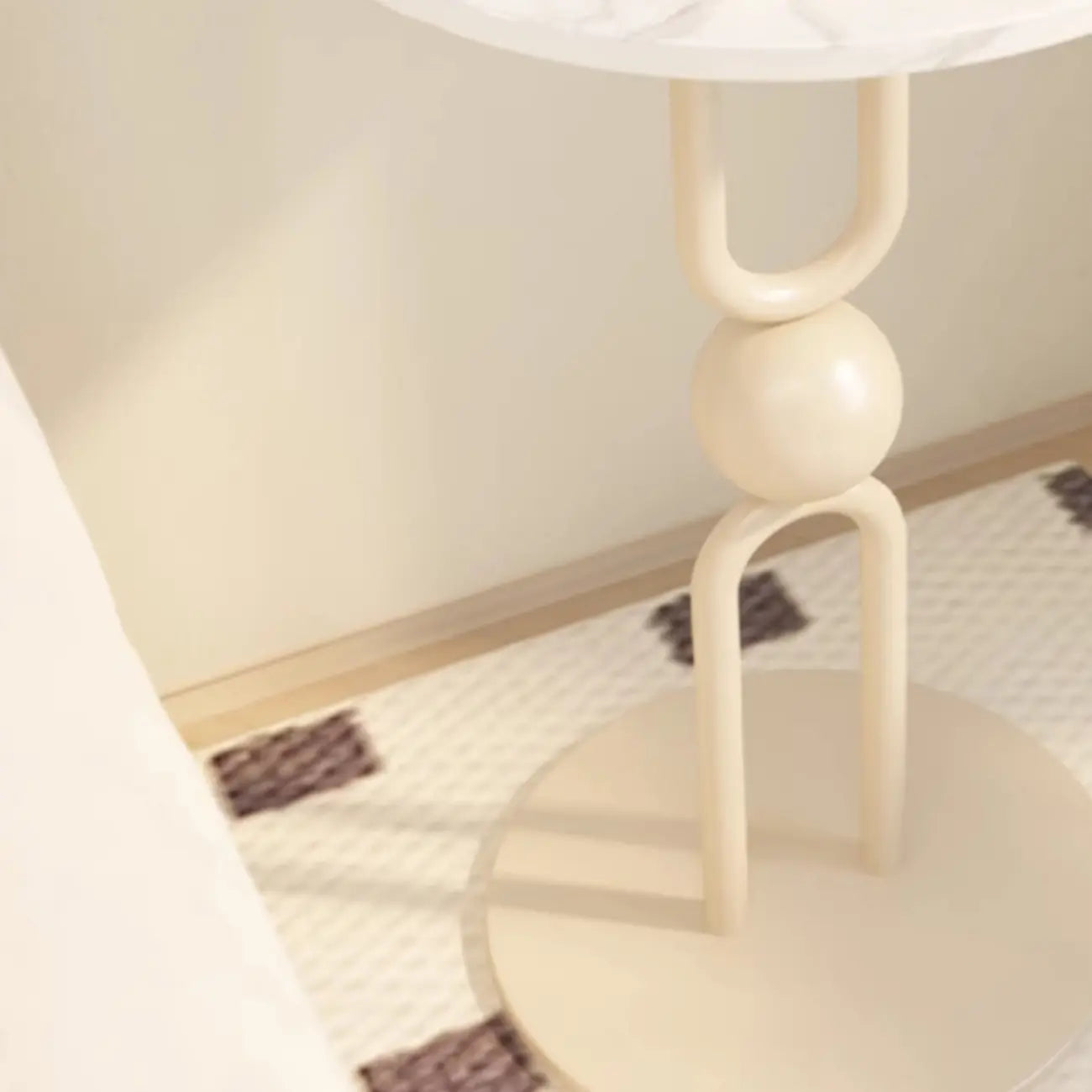 Table d'appoint ronde en métal noir brillant pour salon