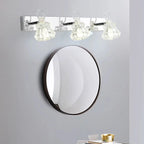 Applique murale de luxe argentée à 3 têtes avec verre transparent pour salle de bain