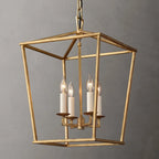 Lustre industriel réglable en métal avec lanterne et cage, type candélabre