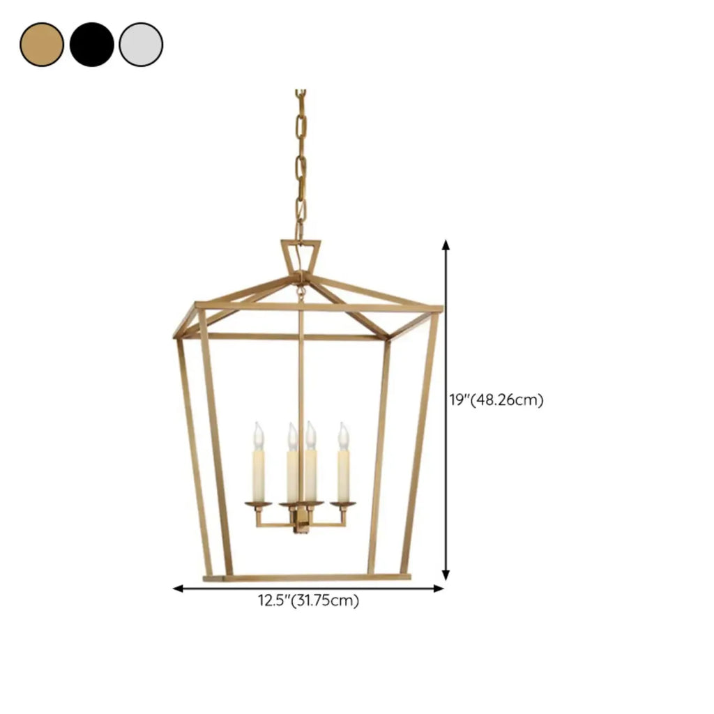 Lustre industriel réglable en métal avec lanterne et cage, type candélabre