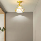 Plafonnier semi-encastré moderne en métal à motif losange pour couloir