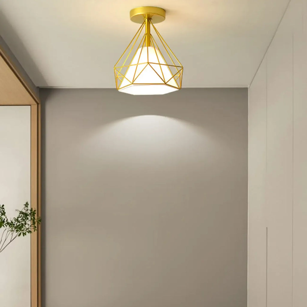 Plafonnier semi-encastré moderne en métal à motif losange pour couloir