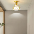 Plafonnier semi-encastré moderne en métal à motif losange pour couloir