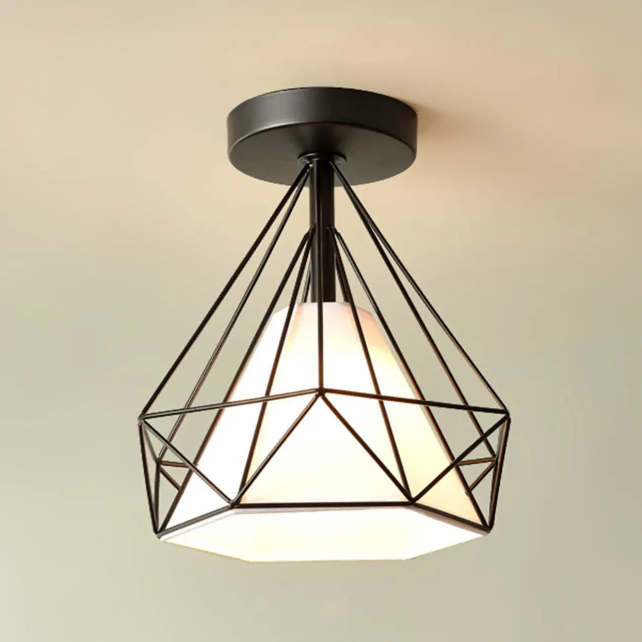 Plafonnier semi-encastré moderne en métal à motif losange pour couloir