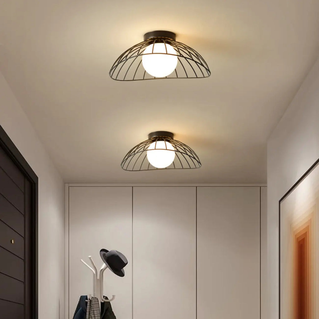 Plafonnier semi-encastré moderne en métal à motif losange pour couloir